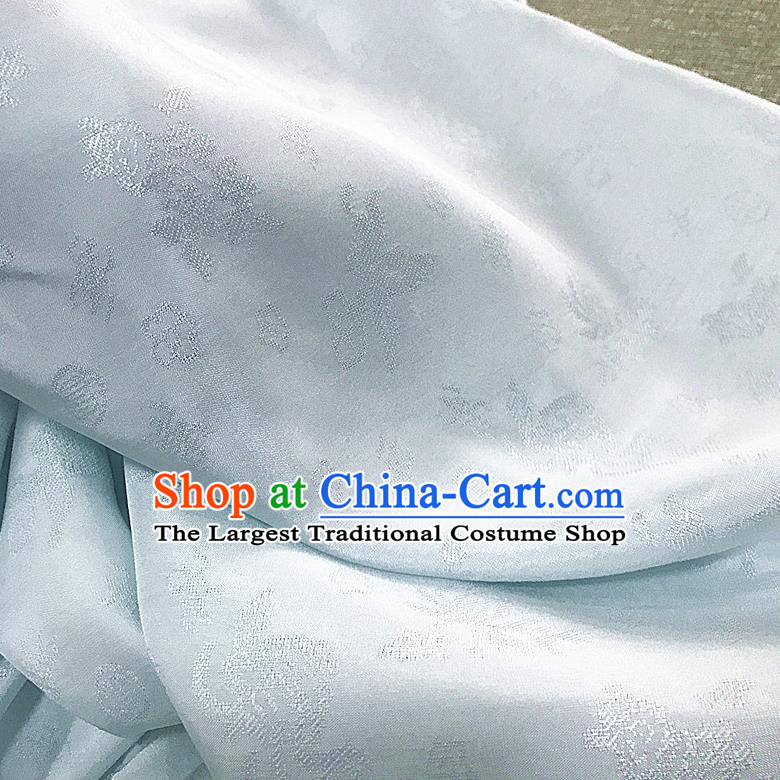 Chinese Traditional Design Pattern Light Blue Silk Fabric Cheongsam Mulberry Silk Drapery