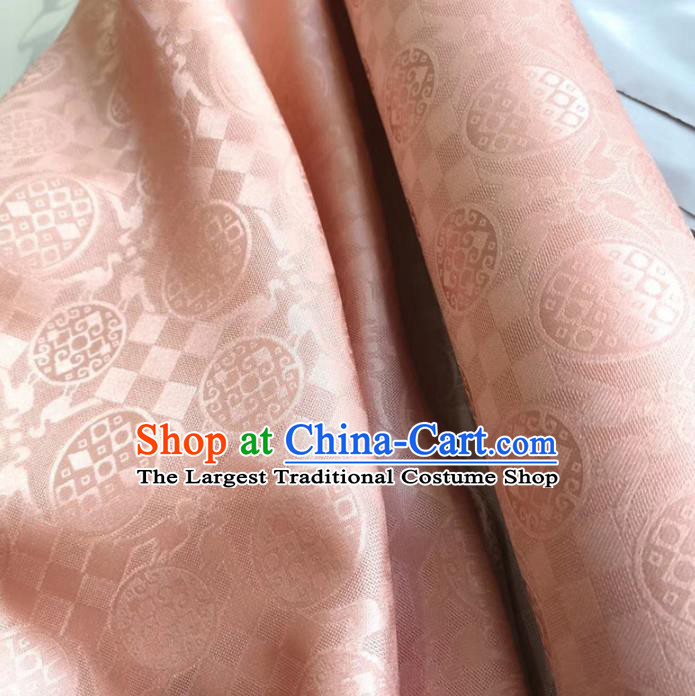 Chinese Traditional Round Design Pattern Pink Silk Fabric Cheongsam Mulberry Silk Drapery