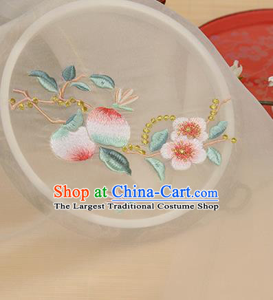 Chinese Traditional Embroidered Peach Flower Beige Chiffon Applique Accessories Embroidery Patch
