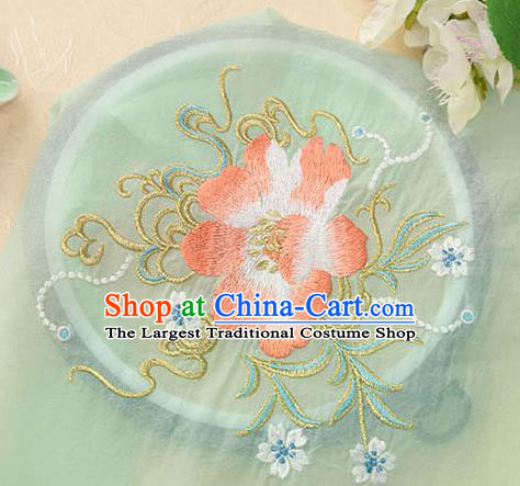 Chinese Traditional Embroidered Floral Green Chiffon Applique Accessories Embroidery Patch