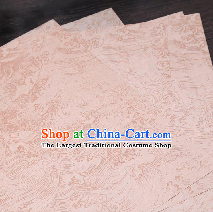Traditional Chinese Wave Pattern Calligraphy Pink Batik Paper Handmade The Four Treasures of Study Writing Art Paper