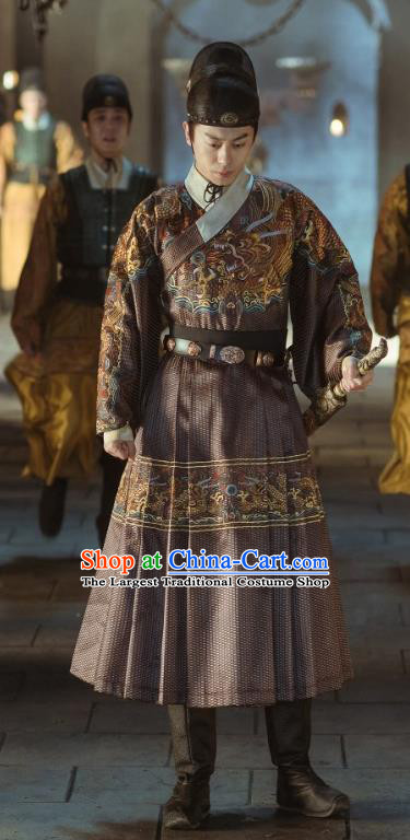 Chinese Ancient Drama Ming Dynasty JinYiwei Guard Replica Costumes and Headpiece Complete Set