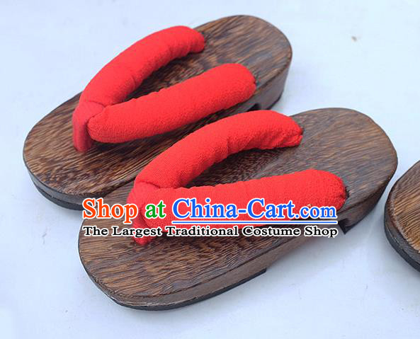 Traditional Japanese Red Slippers Geta Asian Japan Clogs Zori Shoes for Women