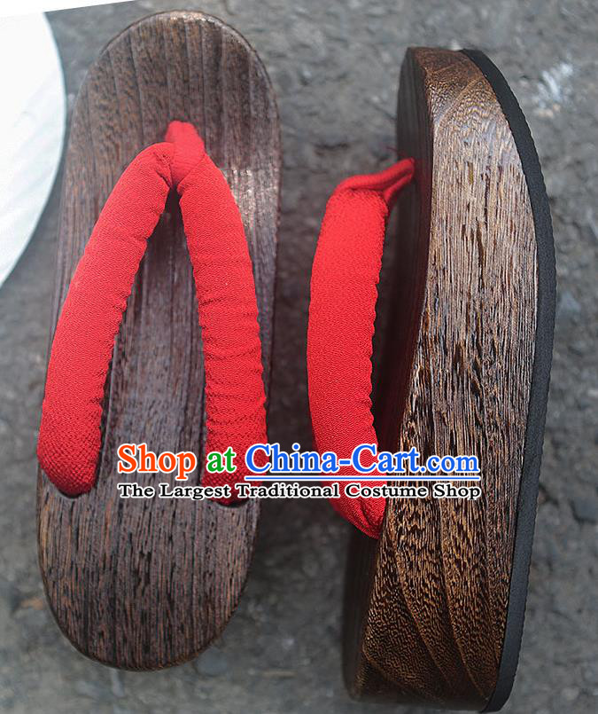 Traditional Japanese Classical Red Slippers Geta Asian Japan Clogs Zori Shoes for Women