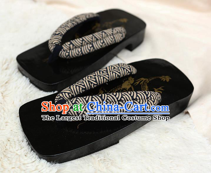 Japanese Traditional Black Flip Flops Slippers Clogs Asian Japan Geta Shoes for Men