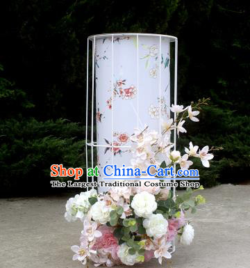 Chinese Traditional Printing White Lamp Wedding Flowers Floor Lanterns Handmade Palace Lantern