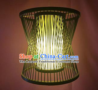 Chinese Traditional Black Bamboo Weaving Funnel Palace Lanterns Handmade Hanging Lantern Lamp