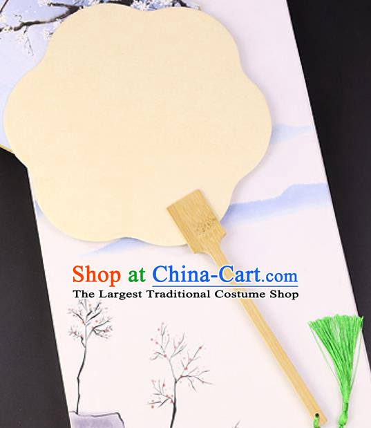 Chinese Traditional Yellow Art Paper Palm Leaf Fans Handmade Round Fan for Women