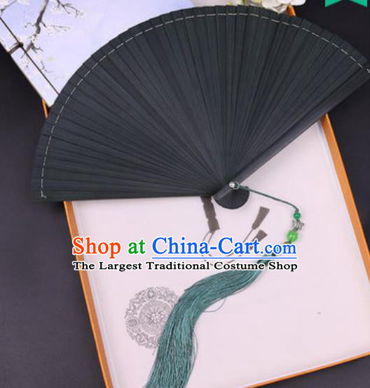 Chinese Traditional Classical Dance Black Bamboo Folding Fans Handmade Accordion Fan