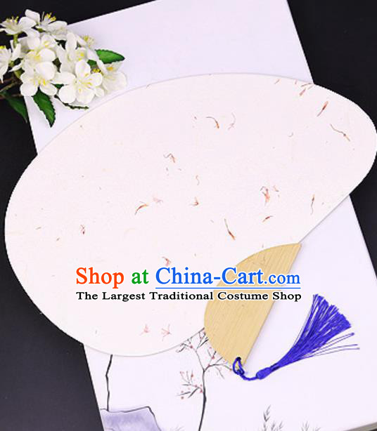Chinese Traditional Beige Art Paper Fans Handmade Bamboo Plover Fan