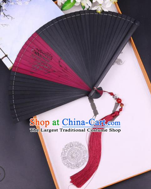 Chinese Traditional Carving Butterfly Bamboo Folding Fans Handmade Accordion Classical Dance Fan