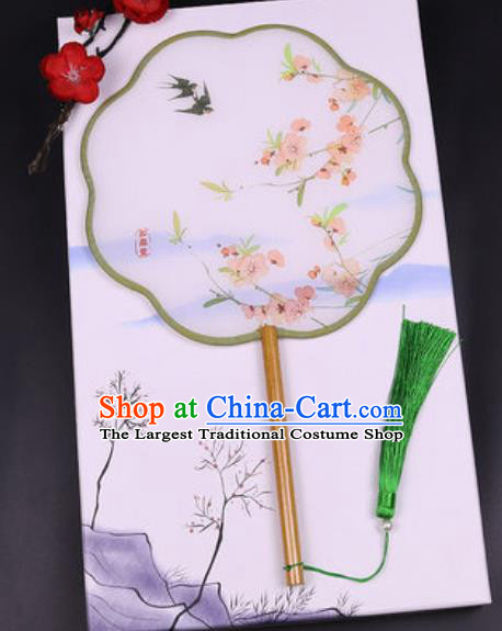 Chinese Traditional Painting Plum Swallow Palace Fans Handmade Classical Dance Silk Fan for Women