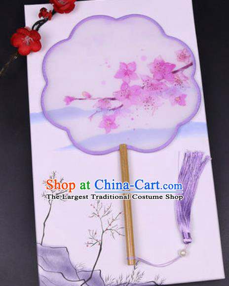Chinese Traditional Painting Sakura Lilac Palace Fans Handmade Classical Dance Silk Fan for Women