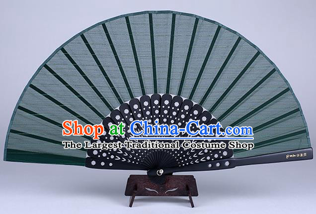 Traditional Chinese Handmade Green Silk Folding Fan China Accordion Fan Oriental Fan