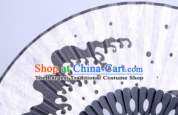 Traditional Chinese Handmade Printing Wave White Silk Folding Fan China Accordion Fan Oriental Fan