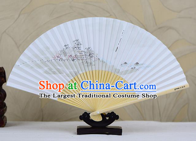 Traditional Chinese Ink Painting Lake Landscape Art Paper Fan China Bamboo Accordion Folding Fan Oriental Fan