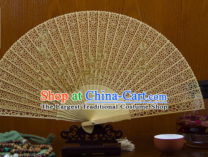 Traditional Chinese Hand Painting Plum Blossom Sandalwood Fan China Accordion Folding Fan Oriental Fan