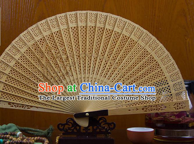 Traditional Chinese Hand Painting Orchid Sandalwood Fan China Accordion Folding Fan Oriental Fan