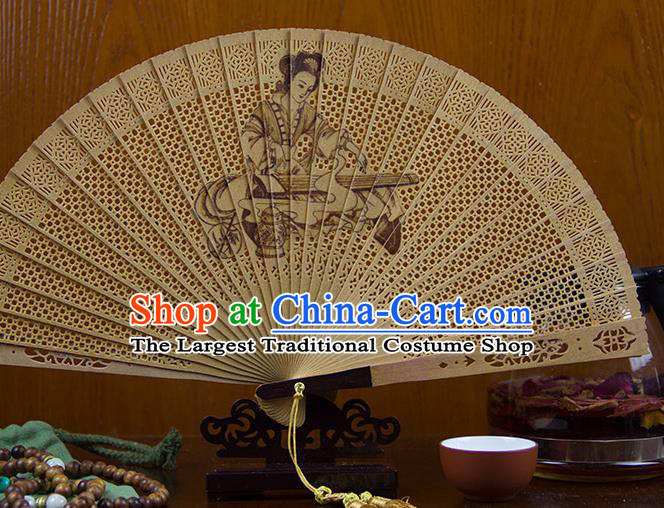 Traditional Chinese Hand Painting Goddess Sandalwood Fan China Accordion Folding Fan Oriental Fan