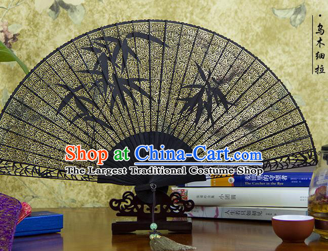 Traditional Chinese Hand Painting Bamboo Ebony Fan China Accordion Folding Fan Oriental Fan