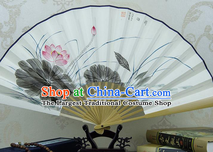 Traditional Chinese Hand Painting Lotus Paper Fan China Accordion Folding Fan Oriental Fan