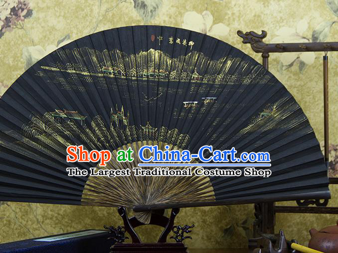 Traditional Chinese Hand Painting Spring View Mulberry Paper Fan China Accordion Folding Fan Oriental Fan