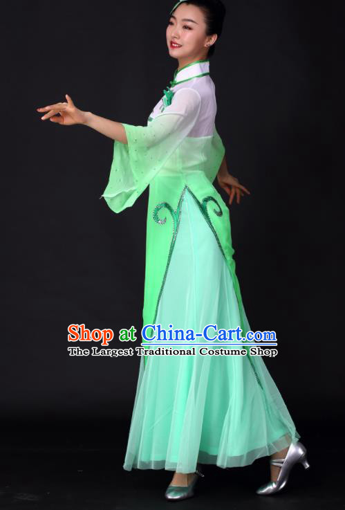 Chinese Classical Dance Umbrella Dance Green Dress Traditional Stage Performance Costume for Women