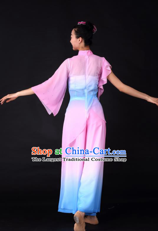 Chinese Classical Dance Fan Dance Pink Clothing Traditional Stage Performance Costume for Women
