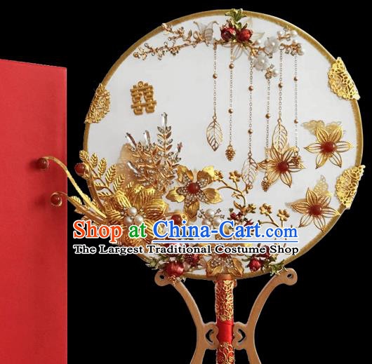 Chinese Traditional Handmade Hanfu Palace Fans Classical Wedding Round Fan for Women