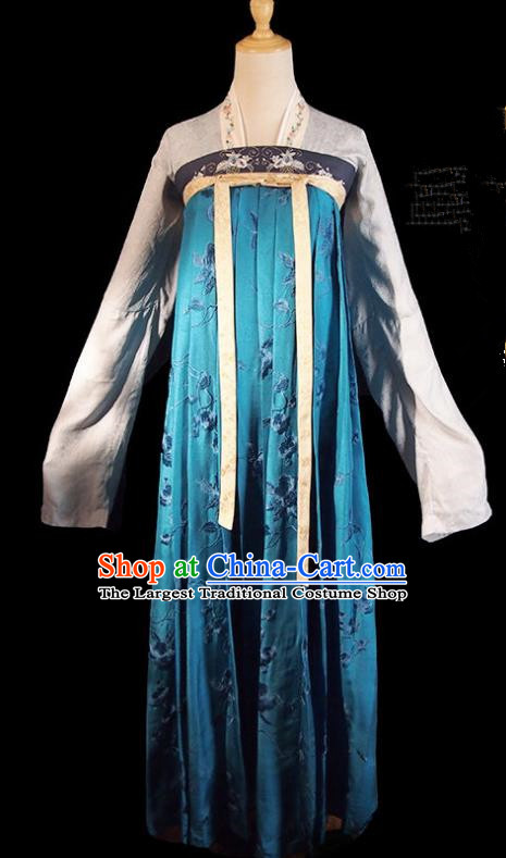 Historical Drama Royal Nirvana Chinese Ancient Princess Costume Song Dynasty Blue Hanfu Dress for Women