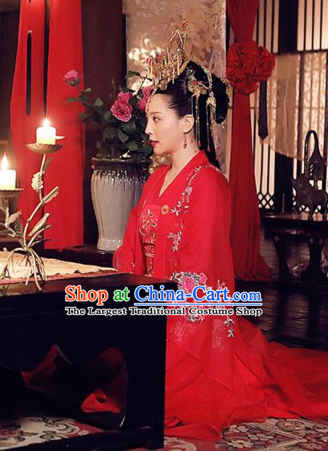 Drama Colourful Bone Chinese Ancient Royal Princess Wedding Costume and Headpiece for Women