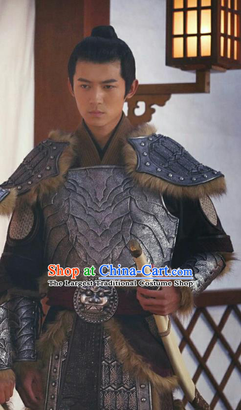 Chinese Ancient Prince Armor Clothing Historical Drama Colourful Bone Costume and Headpiece for Men