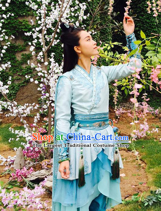 Chinese Historical Drama The Legend of Zu Ancient Swordsman Zhou Qingyun Costume and Headpiece for Women