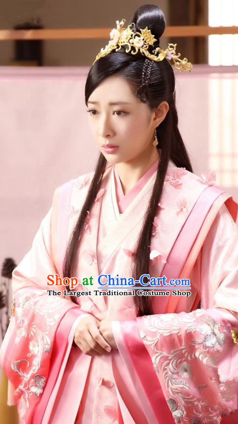 Chinese Historical Drama The Eternal Love Ancient Princess Consort Qu Pan Er Costume and Headpiece for Women