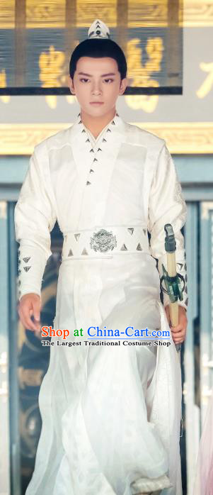 Love Better Than Immortality Chinese Ancient Swordsman Xiao Bai Clothing Historical Drama Costume and Headwear for Men