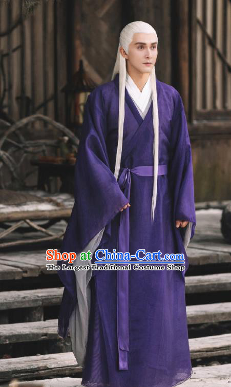 Chinese Ancient Emperor of the Heaven Clan Drama Sansheng Sanshi Pillow Eternal Love of Dream Dong Hua Costume and Headpiece Complete Set