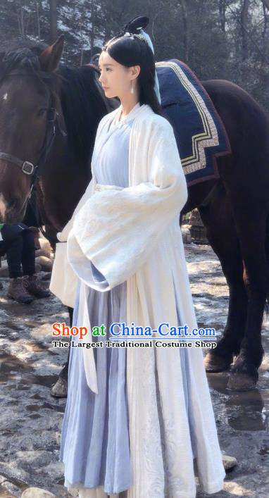 Chinese Ancient Noble Lady Zhangsuan Qianxue Dress Historical Drama Sword Dynasty Li Yitong Costume and Headpiece for Women