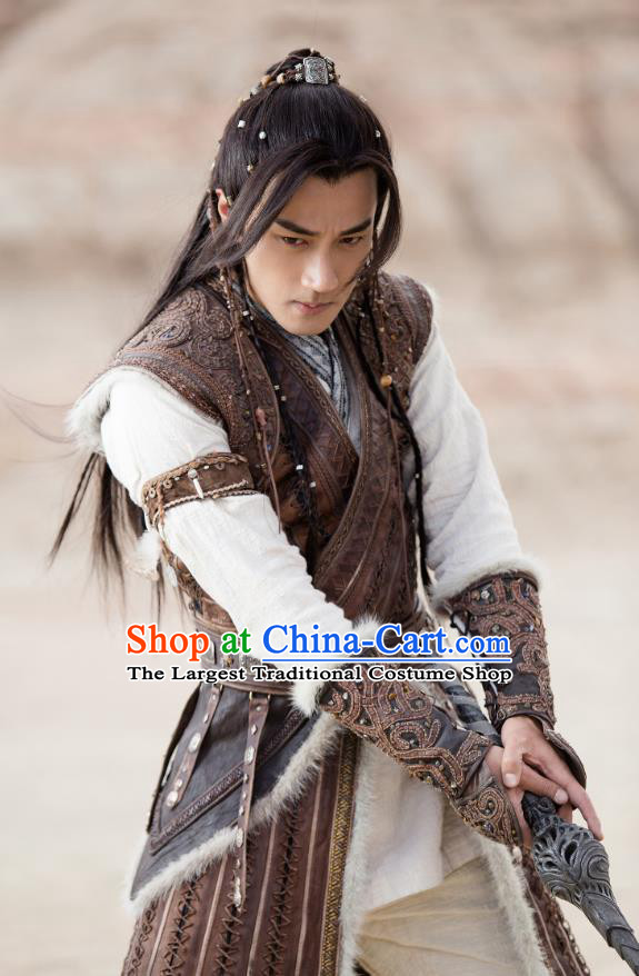 Drama The Legend of Jade Sword Chinese Ancient Swordsman Ji Ning Hawick Lau Costume and Headpiece Complete Set
