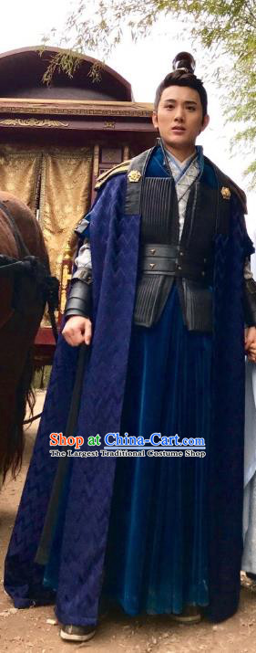 Chinese Ancient Crown Prince Li Chengqian Clothing and Headwear Drama Tang Dynasty Tour Swordsman Navy Costumes