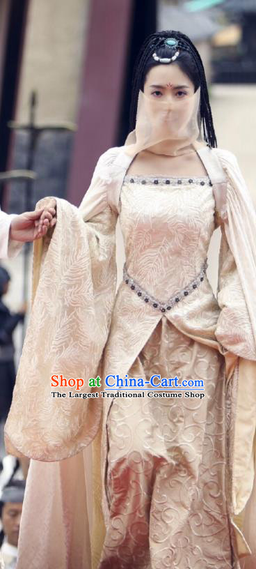 Chinese Ancient Princess Historical Costumes Drama Princess at Large Yan Qingcheng Hanfu Dress and Headdress