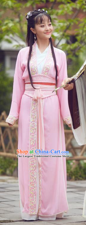 Chinese Ancient Female Apparels Garment Costumes and Hair Accessories Headdress Wuxia Drama Xiya Xia Qin Shuang Pink Dress