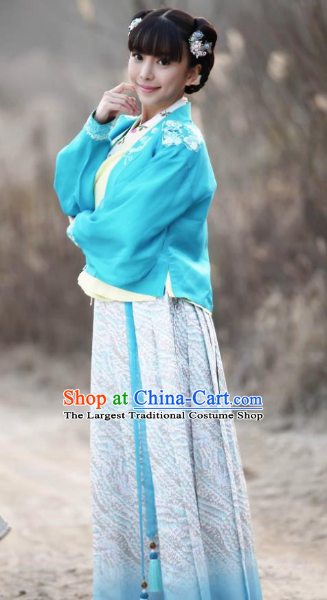 Chinese Ancient Maidservant Garment Ming Dynasty Costumes and Headwear Drama Legend of the Concubinage Hong Ling Dress Apparels
