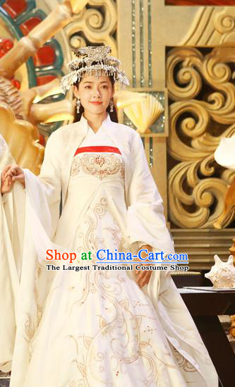 Chinese Ancient Noble Lady Apparels Garment Costumes and Headwear Drama The Starry Night The Starry Sea Bride Lu Li Dress