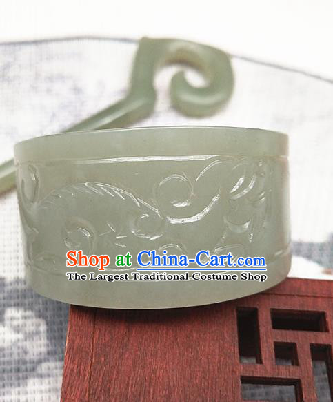 Chinese Ancient Green Jade Hair Crown Headwear Hanfu Scholar Hair Accessories Jade Hairpin Hair Clip