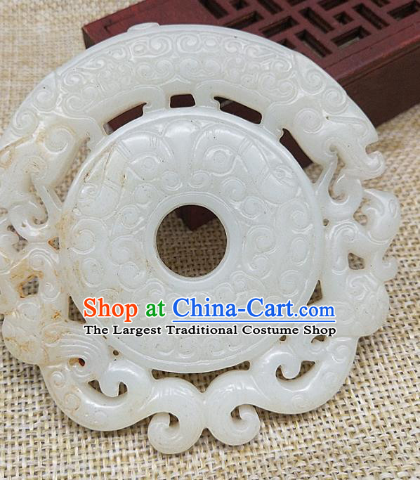Chinese Handmade Jade Label Craft Jade Necklace Accessories Carving Phoenix Jade Handgrip Pendant