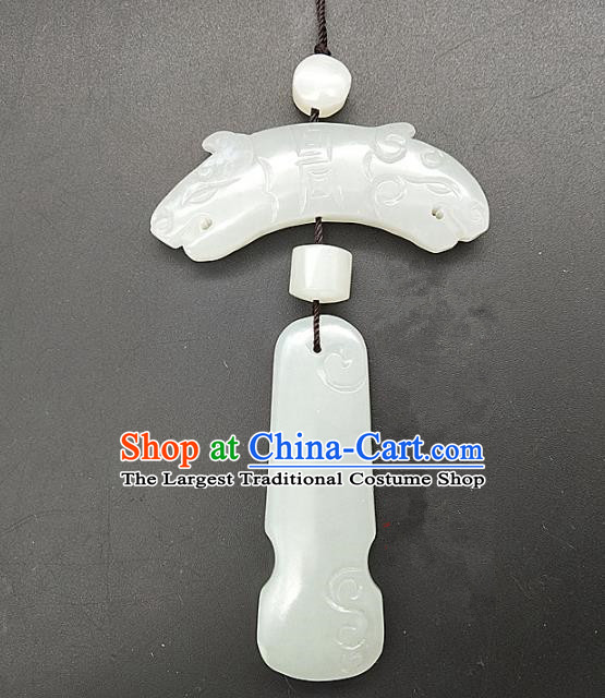 Chinese Handmade Jade Waist Accessories Handgrip Craft Handmade Jade Jewelry Carving Jade Pendant