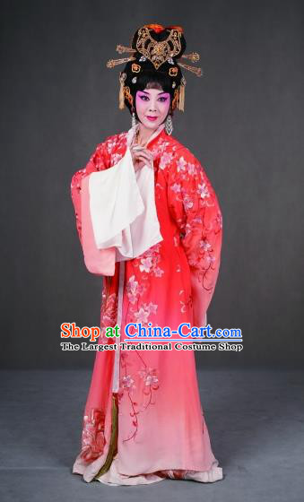 Chinese Peking Opera Garment Costumes the Royal Consort of Tang Apparel Hua Tan Diva Pink Dress and Headdress