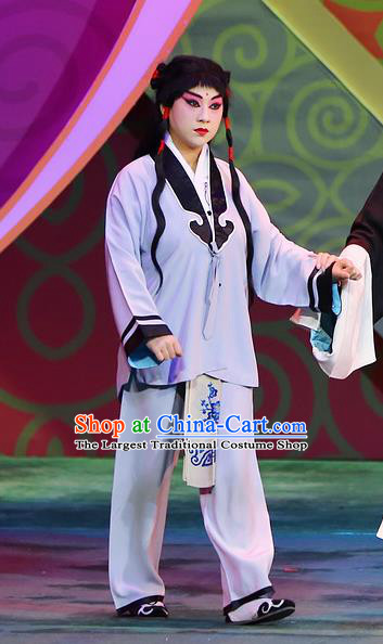 Chinese Beijing Opera Xiaosheng Costumes Garment Peking Opera San Niang Jiao Zi Child Son Apparels and Headwear