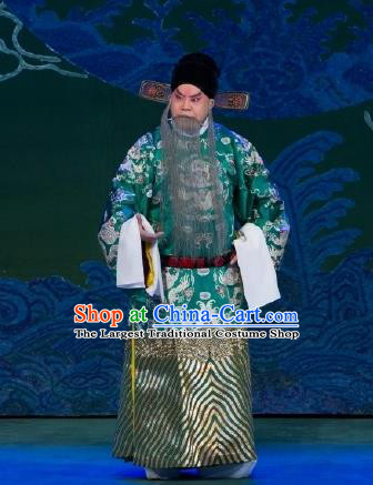 Chinese Peking Opera Official Wang Yun Costumes Garment Lv Bu and Diao Chan Elderly Male Apparels and Headwear