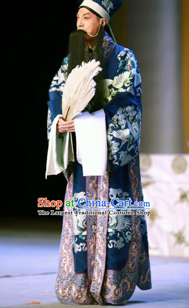 Chinese Beijing Opera Apparels Garment Peking Opera the Empty City Stratagem Elderly Male Zhuge Liang Costumes and Hat